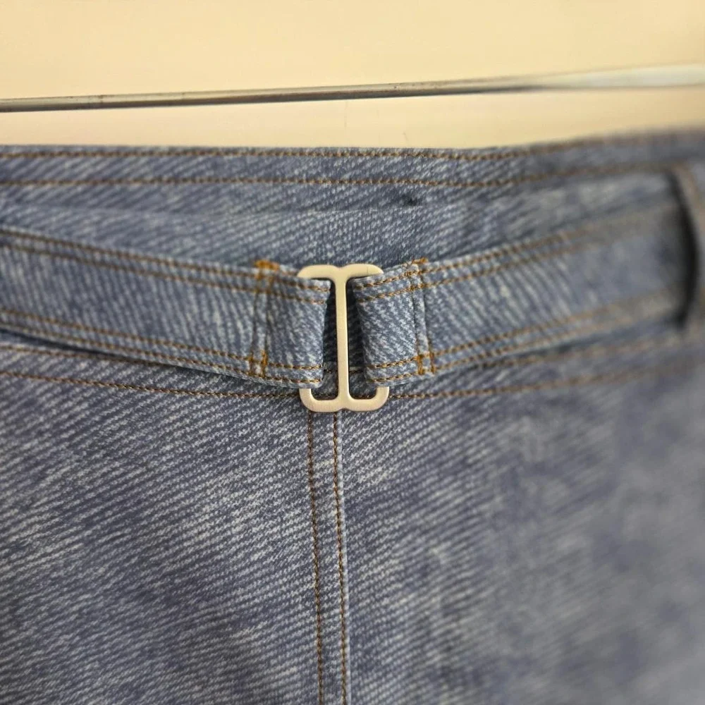 Lululemon Everlux Denim Print Super High Rise Blue shorts with a unique belt